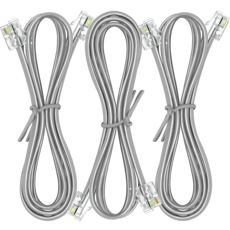NECABLES 3Pack Phone Cord 3ft Telephone Cord Phone Cable RJ11 6P4C Male to Male for Landline and Fax - 3 Feet - Image 1